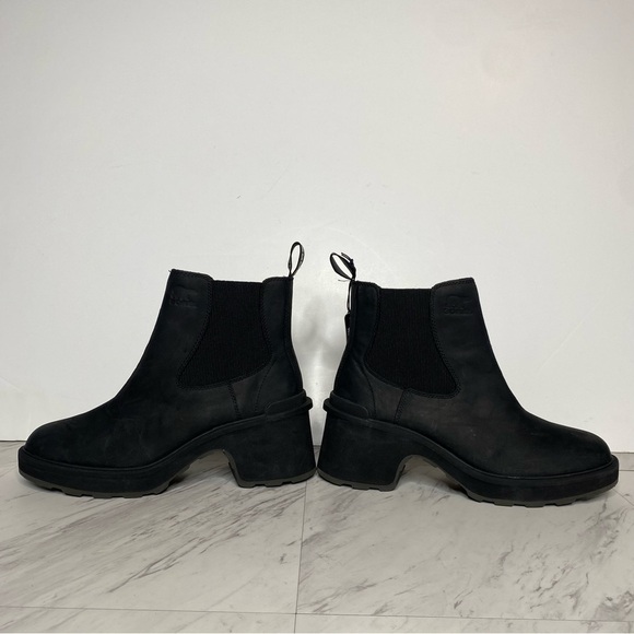 New! Sorel Hi Line Black Nubuck Chelsea Heeled Bootie 9 1/2 - Picture 7 of 14